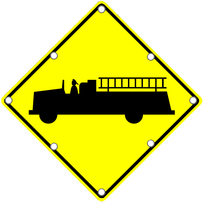 W11-8 Firetruck Sign - Emergency Vehicle Warning Signs Clipart (726x768), Png Download
