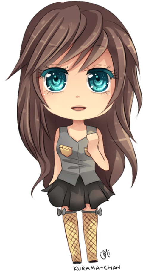 Free Png Download Chibi Girl Brown Hair Blue Eyes Png - Brown Haired Anime Girl With Blue Eyes Clipart (480x907), Png Download
