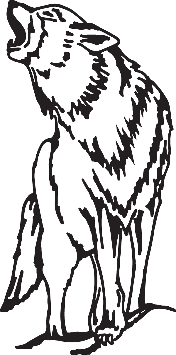 Howling Lone Wolf Decal - Wolf Graphic Clipart (600x1209), Png Download