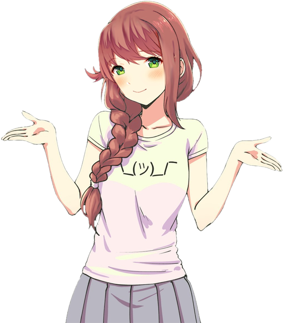 Fun¯\ /¯ Monika Shrug Improved Repost - Love Live Sunshine Shrug Clipart (1009x1103), Png Download