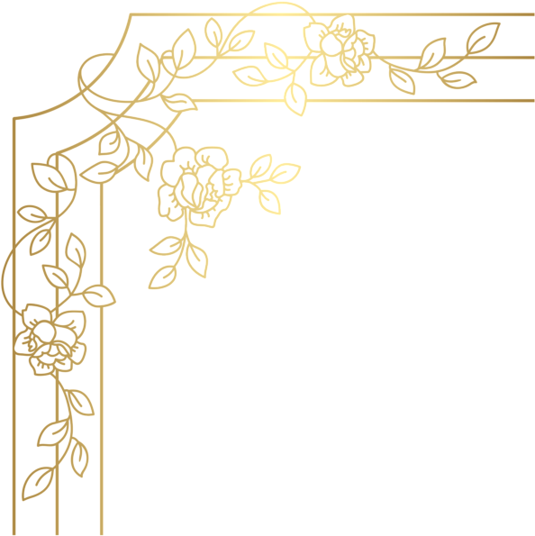 Decorative Golden Corner Png Clip Art - Golden Design Corner Png Transparent Png (594x595), Png Download