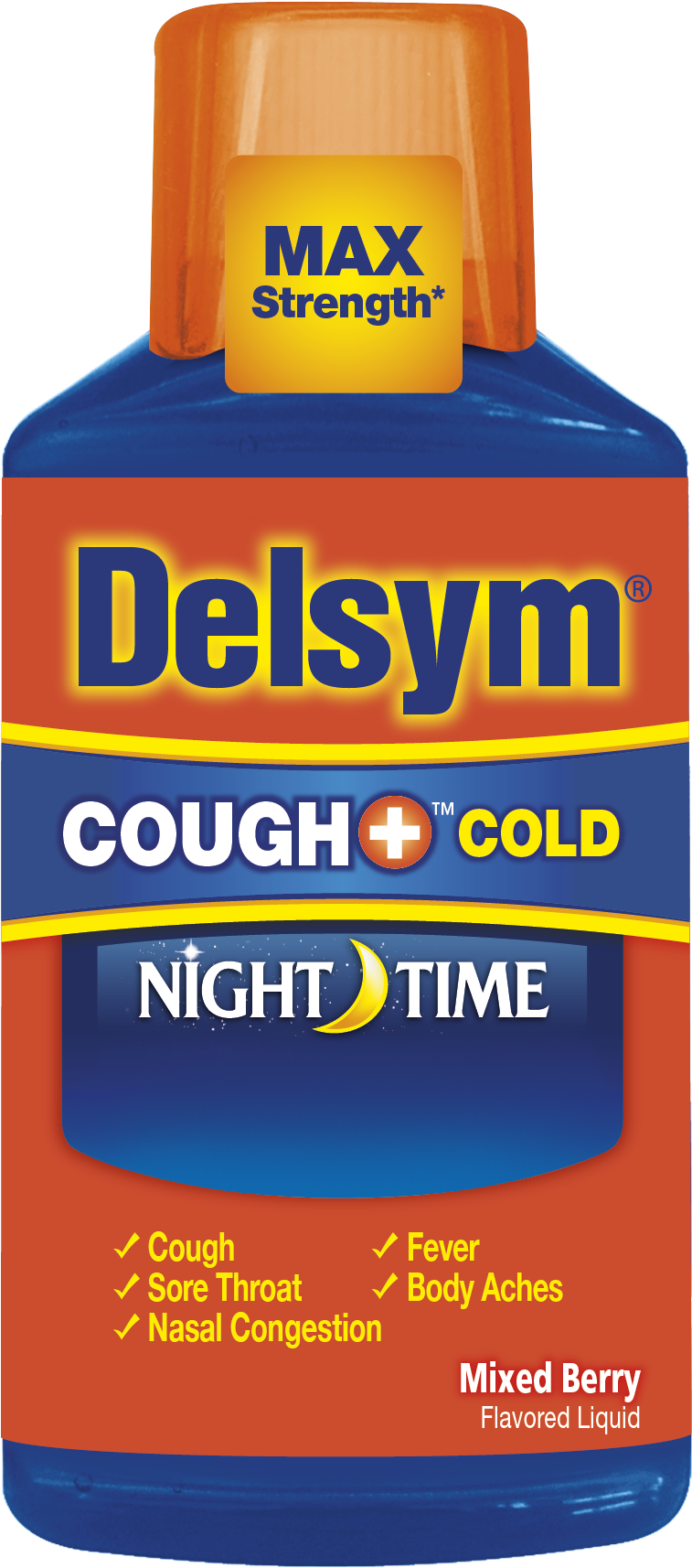 Delsym® Nighttime Cough Medicine - Night Time Cough Medicine Clipart (1713x1713), Png Download