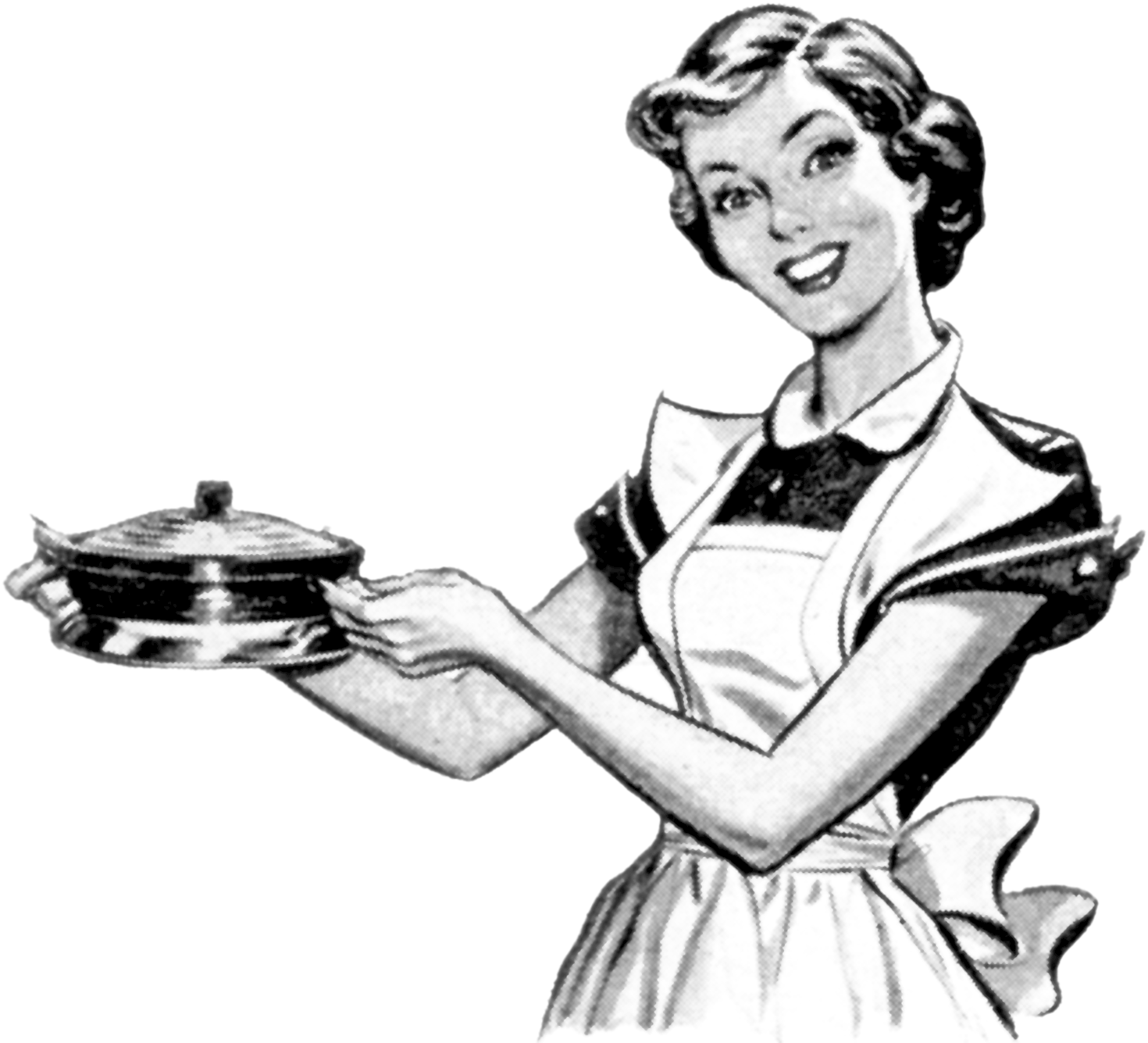 Retro Woman Cooking Clipart (1500x1371), Png Download