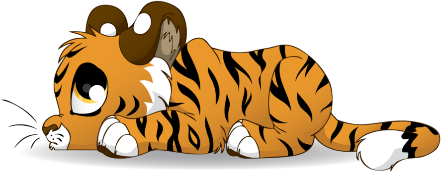 Cartoon Tiger Cubs - Tiger Cub Png Cartoon Clipart (887x347), Png Download