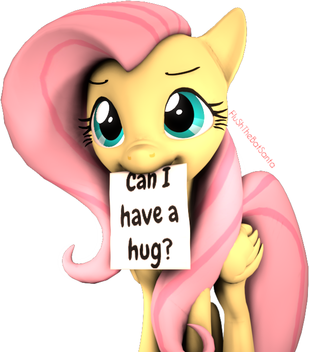 Flushthebatsanta, Bronybait, Cute, Fluttershy, Hug - Cartoon Clipart (1280x720), Png Download
