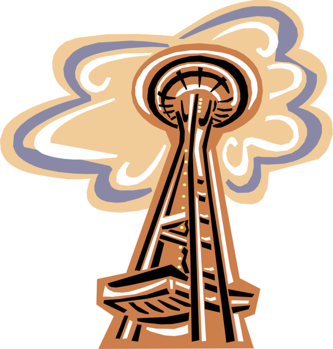 Vector Illustration Of Space Needle Landmark Observation - Space Needle Clip Art - Png Download (669x700), Png Download