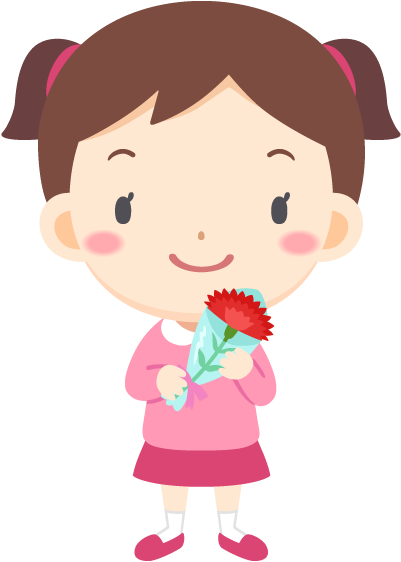 Japanese Mother's Day Girl Carnation Free Png And Vector - Cartoon Clipart (640x640), Png Download