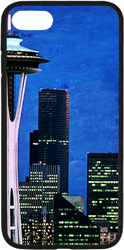 Seattle Space Needle Watercolor Rubber Case For Iphone - Mobile Phone Case Clipart (1000x1000), Png Download