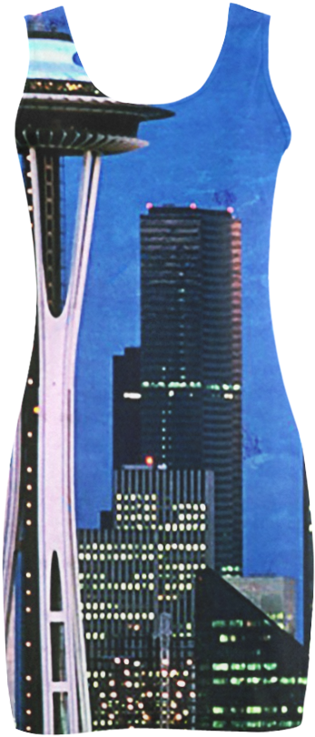 Seattle Space Needle Watercolor Medea Vest Dress - Vest Clipart (1000x1000), Png Download