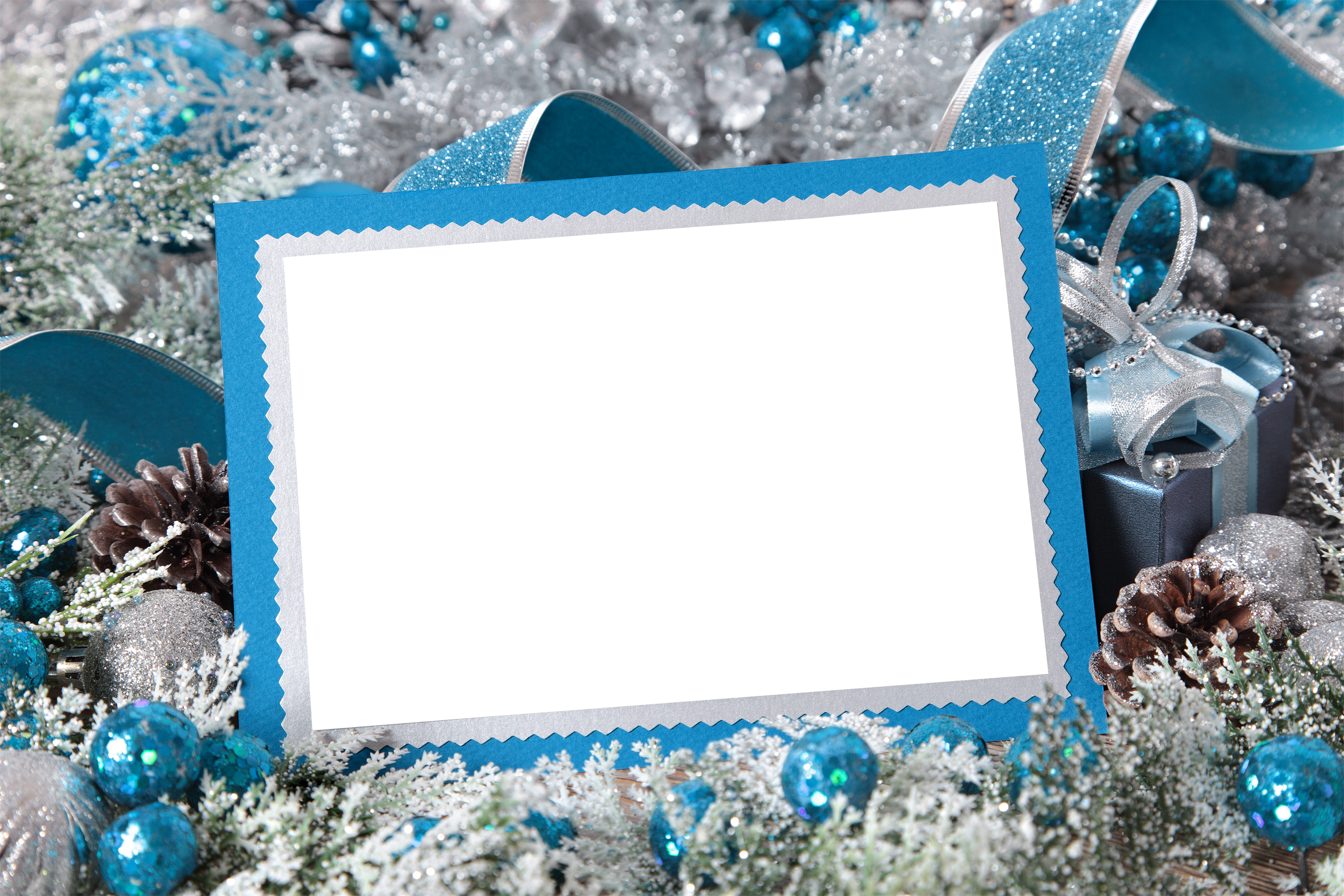 Free Png Silver And Blue Christmasphoto Frame Png Images - Christmas Card Blue And Silver Clipart (850x567), Png Download