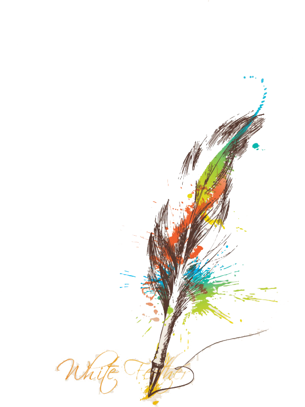 Irregular Color Feathers Paper Ink Feather Quill Clipart - Feather Pen Watercolour Tattoo - Png Download (600x848), Png Download