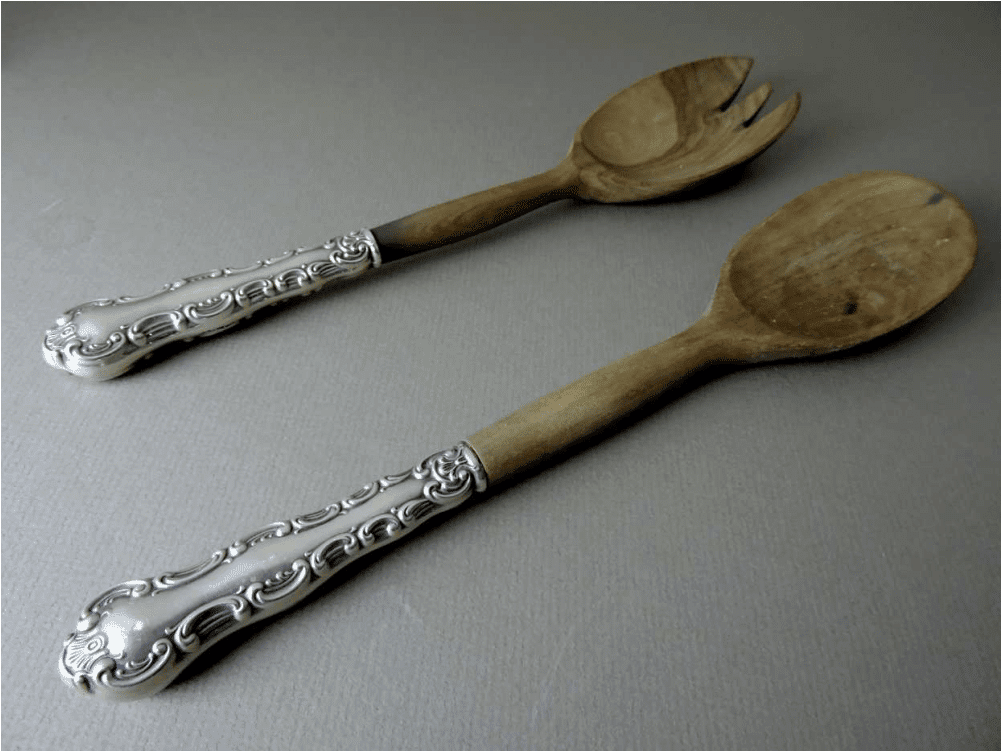 Birks Sterling Silver And Olive Wood - Wooden Spoon Clipart (1000x1000), Png Download