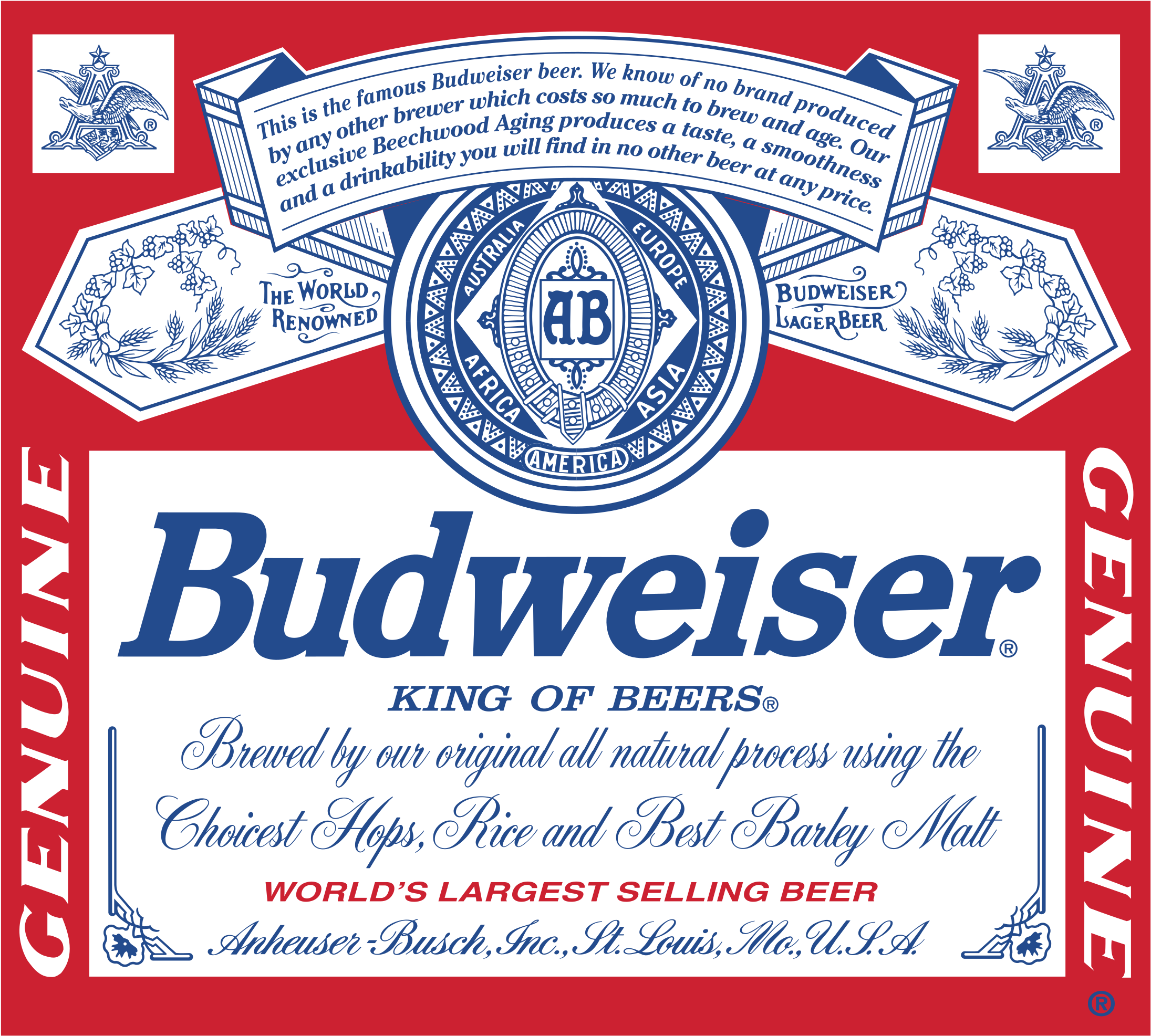 Budweiser 01 Logo Png Transparent - Budweiser Label Clipart (2400x2400), Png Download