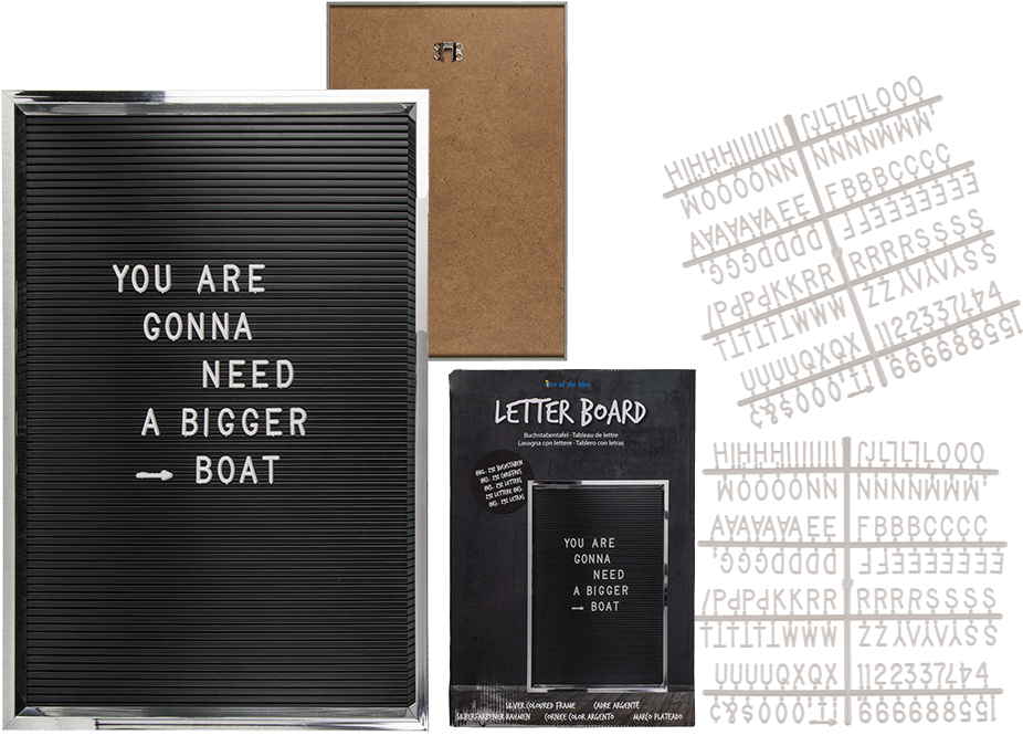 Letter Board With Silver Plastic Frame & Black Plastic - Tablica Z Literkami Clipart (945x709), Png Download