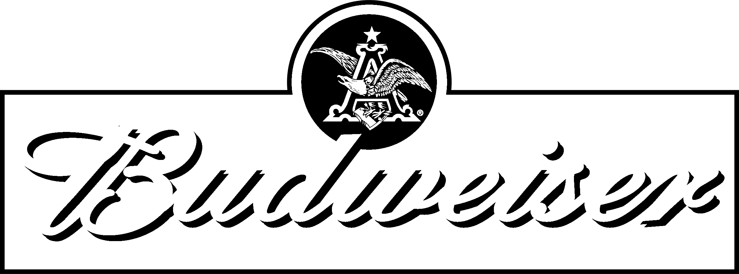Budweiser 02 Logo Black And White - Budweiser White Logo Png Clipart (2400x891), Png Download