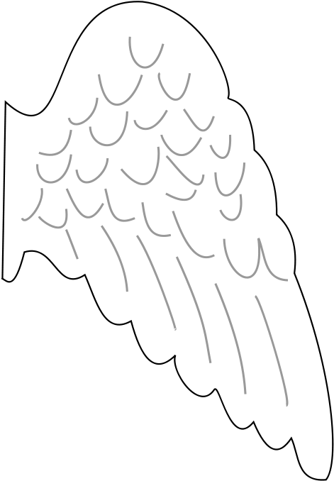 Printable Angel Wing Template Clipart (566x800), Png Download