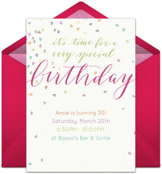 Colorful Confetti Pink Online Invitation - Party Clipart (650x650), Png Download