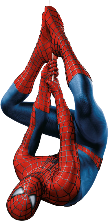 Of The Muscle Suit Was To Separate The Forms Into Individual - Spiderman Hanging Upside Down Movie Clipart (472x778), Png Download