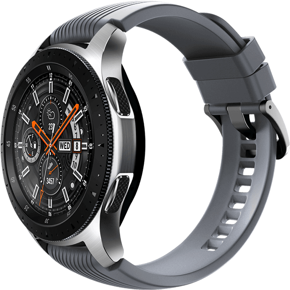 46mm Galaxy Watch In Silver On Left With Basalt Grey - Samsung Galaxy Watch 46mm Black Clipart (612x612), Png Download