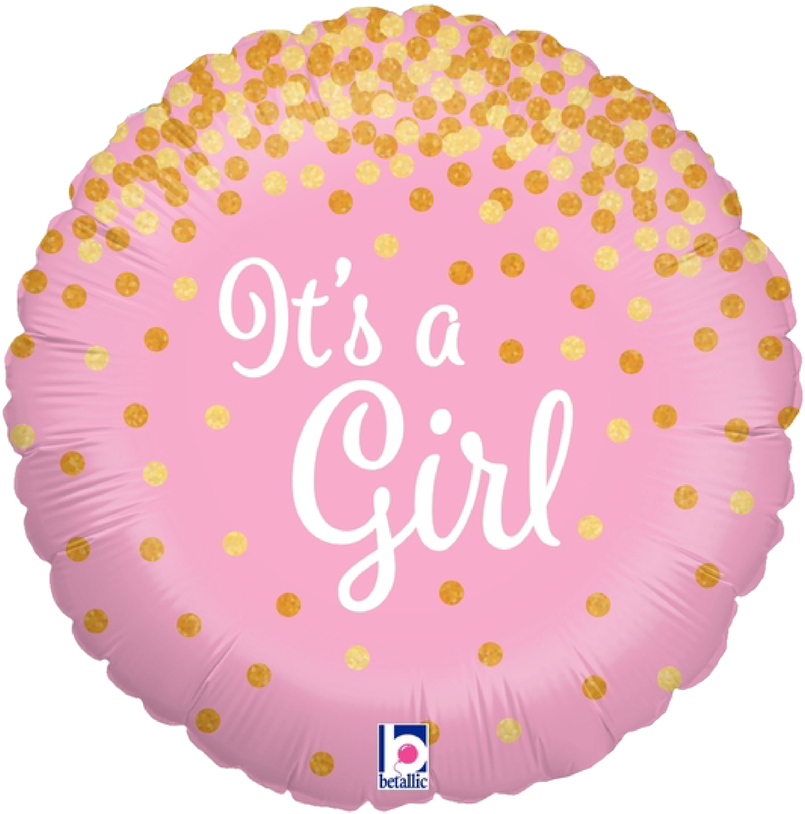 Glittering It's A Girk Foil Balloon - It's A Girl Balloon Pink And Gold Clipart (1280x1280), Png Download