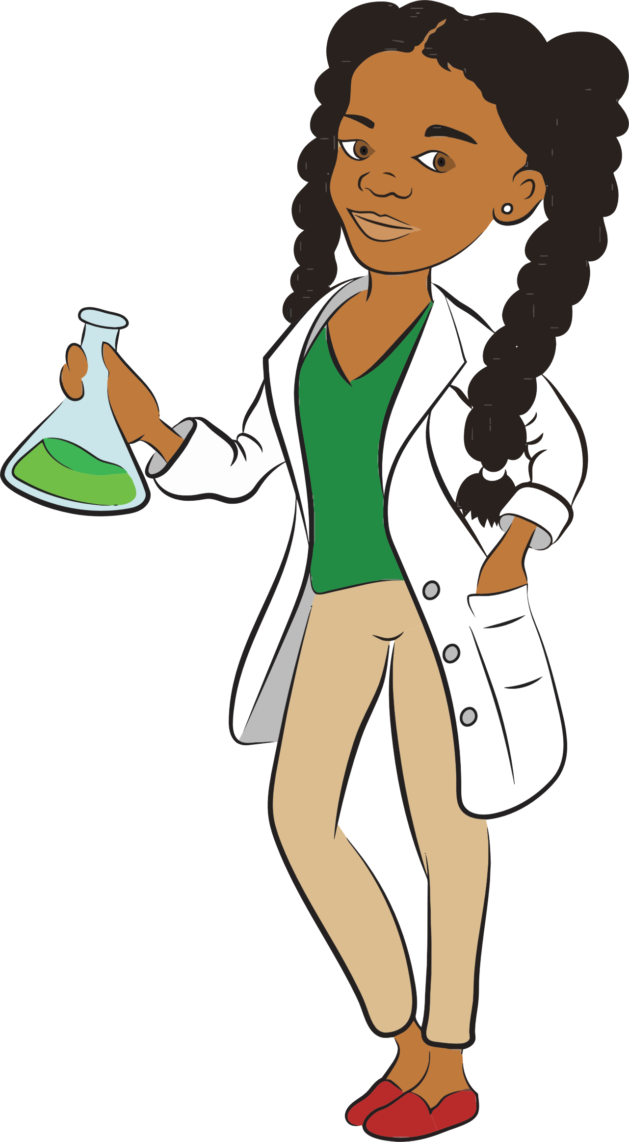 Big Image - Black Female Scientist Cartoon Clipart (1282x2326), Png Download