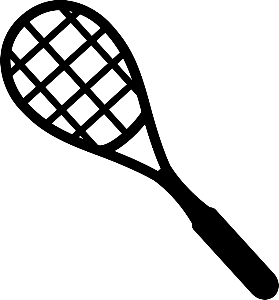 Tennis Racquet Comments - Badminton Racket Black White Clipart (912x981), Png Download