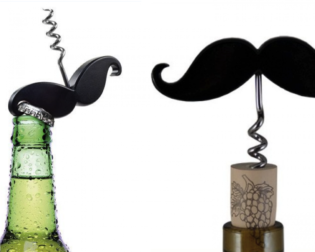 Handlebar Mustache Bottle Opener Corkscrew/wine Corkscrew - Moustache Bottle Opener Clipart (1200x1200), Png Download