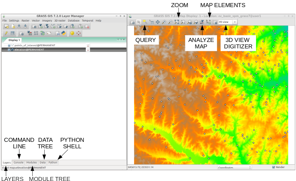 Grass Gis Graphical User Interface - Contour And Dem Clipart (1058x595), Png Download