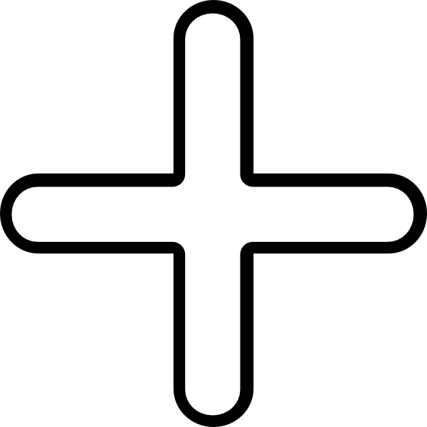 600 X 600 4 0 - Plus Sign Clip Art Black And White - Png Download (600x600), Png Download