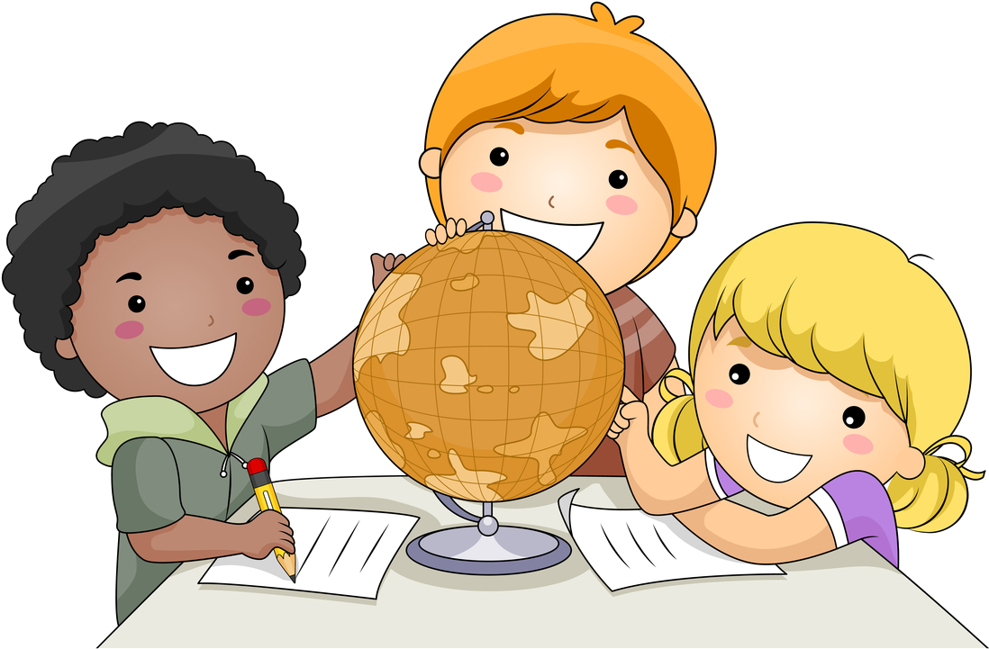 Children Learning Cartoon Png - Children Studying Cartoon Clipart (1103x728), Png Download
