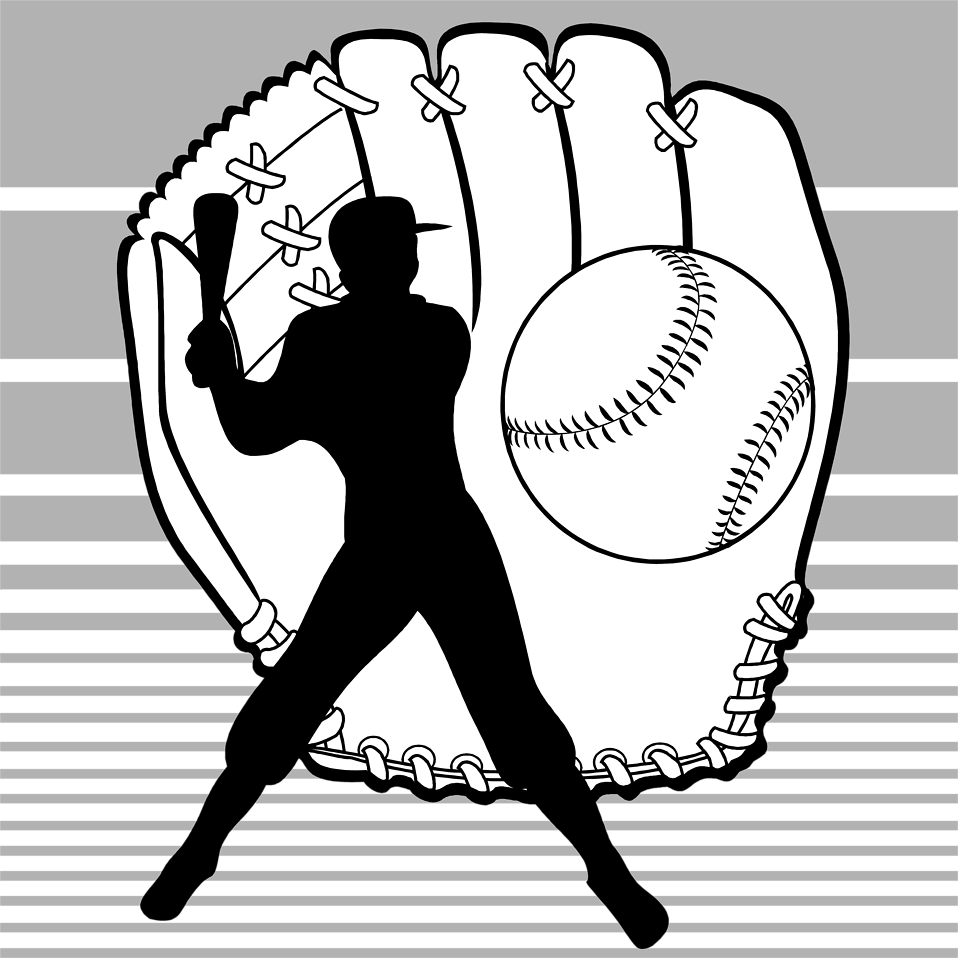 Best 15 Illustration Of Baseball Equipment And Batter - Baseball Silhouette Images Free Clipart (958x958), Png Download