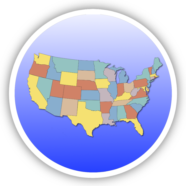 United States Map Quiz 4 - Circle Clipart (630x630), Png Download