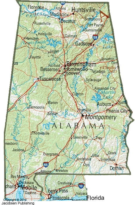 Alabama State Map - Map Of Alabama Png Clipart (454x691), Png Download