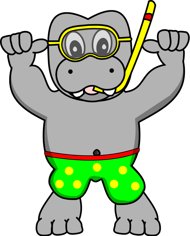 Download Png Image Report - Hippo Snorkeling Clipart (723x900), Png Download