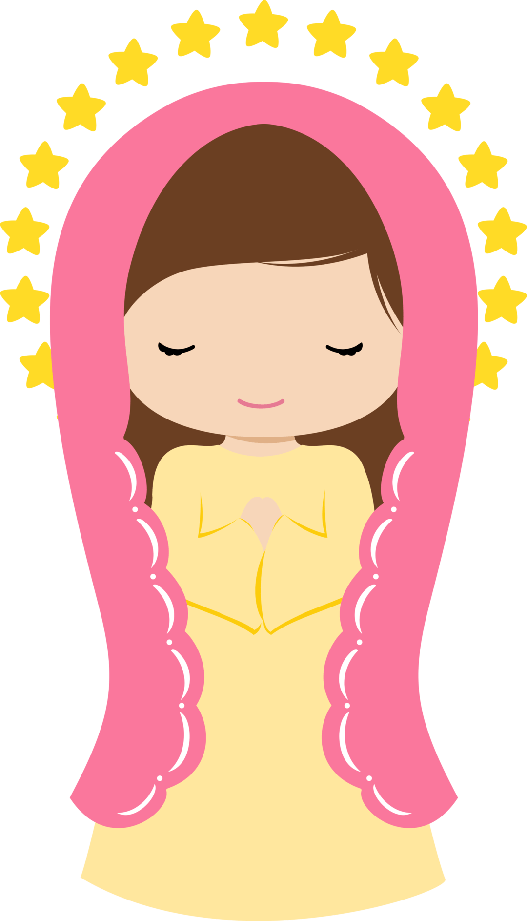 Imagenes De La Virgen Maria En Caricatura - Virgencita Comunion Png Clipart (1080x1886), Png Download