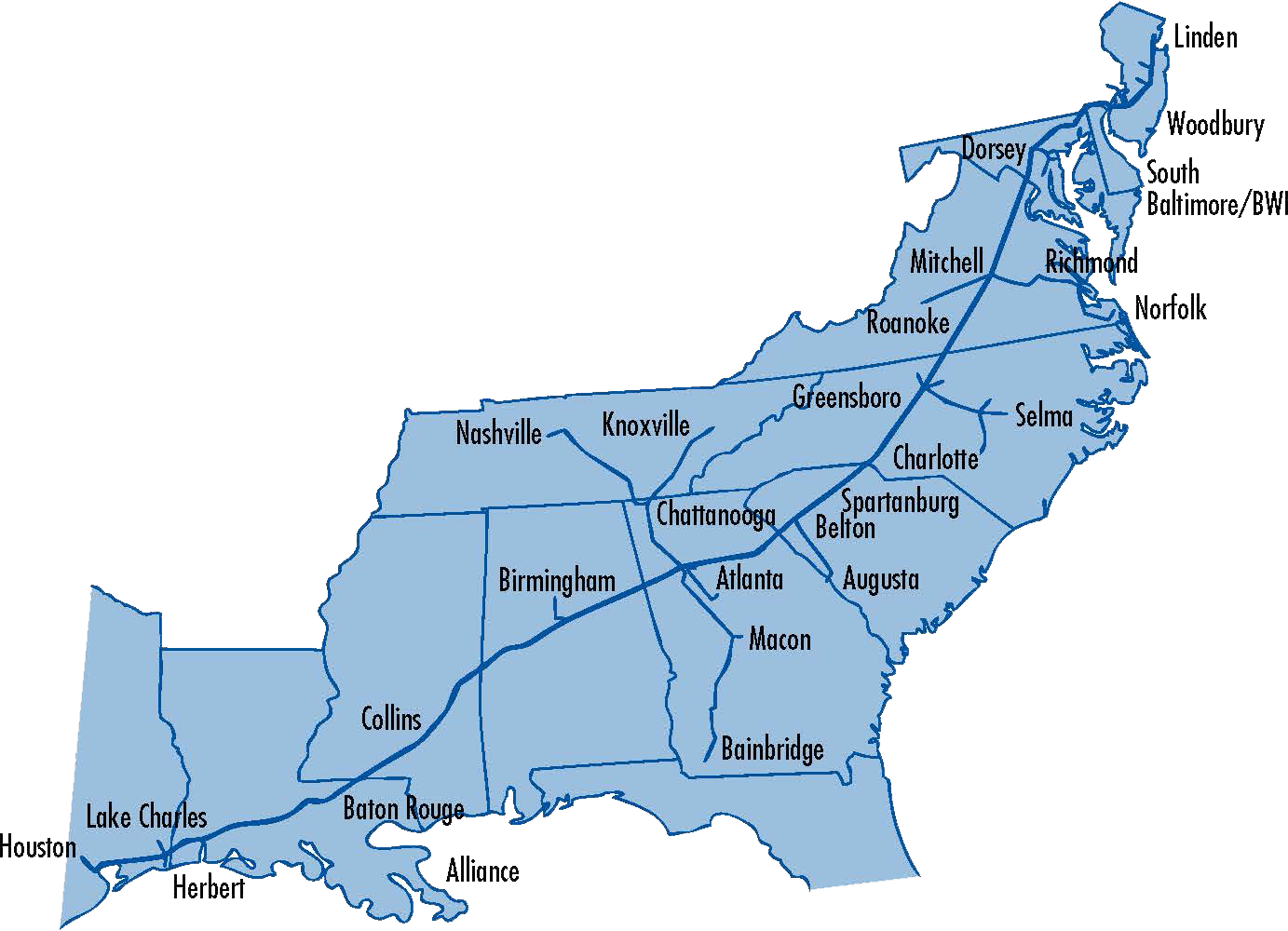 Colonial Pipeline Map Clipart (1383x1000), Png Download