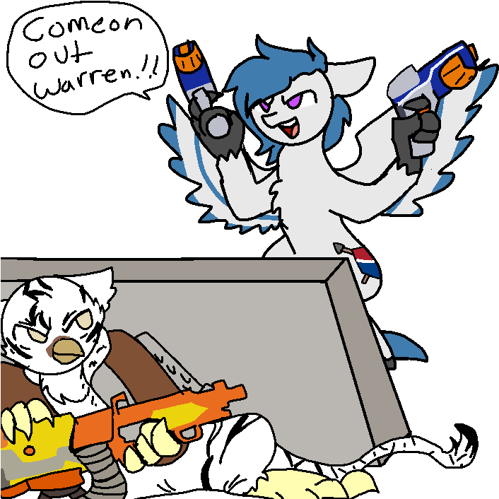 Nootaz, Commission, Dual Wield, Hippogriff, Nerf Gun, - Cartoon Clipart (750x710), Png Download