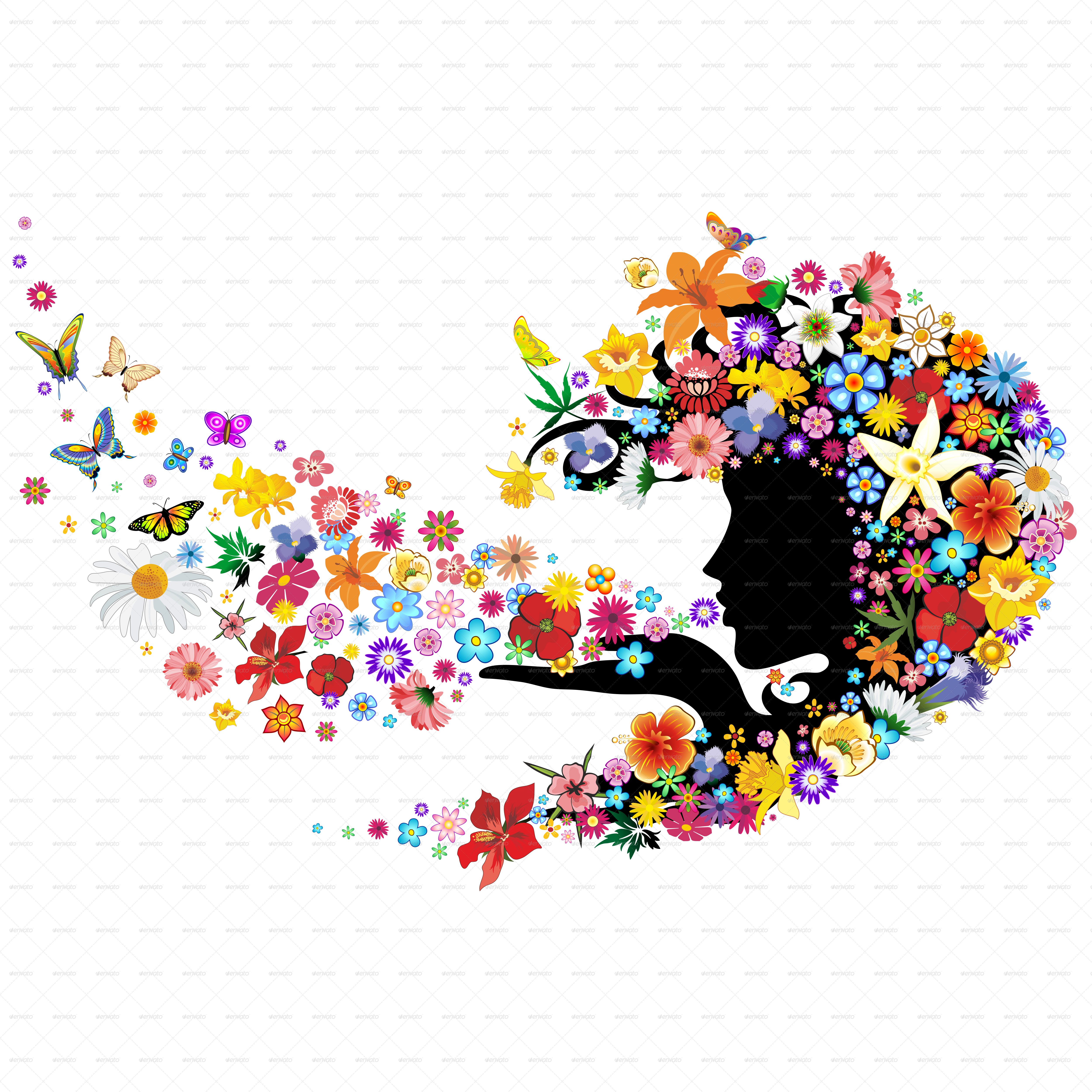 Mother Nature Breath Floral Portrait-png5000 Mother - Je T Envoie Plein D Ondes Positives Clipart (5000x5000), Png Download