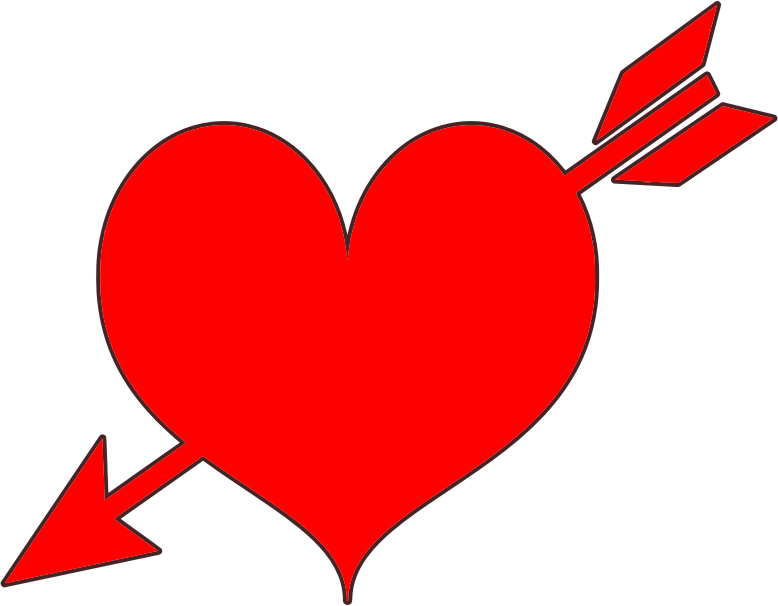 Free Red Heart With Arrow Clip Art - Red Heart With Arrow - Png Download (778x606), Png Download