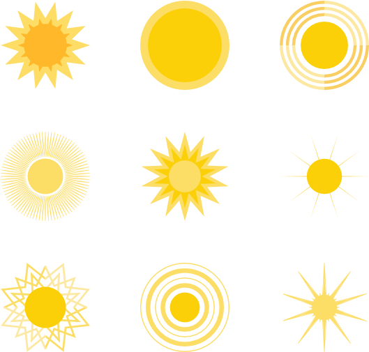 Sun Icon Set - Sun Moons And Stars Clipart (600x564), Png Download