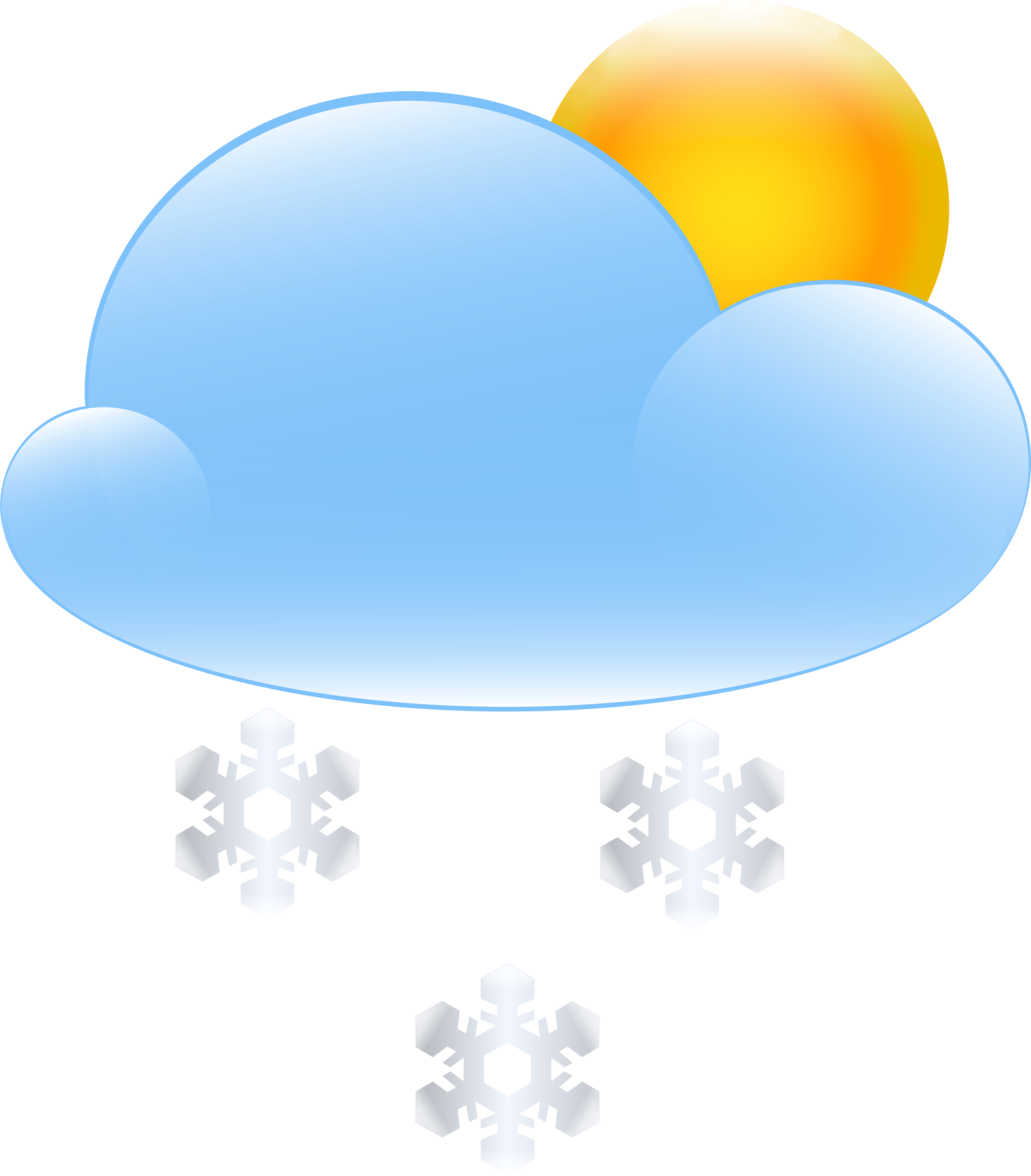 Sun Cloud And Snow Weather Icon Png Clip Art Transparent Png (7446x8000), Png Download