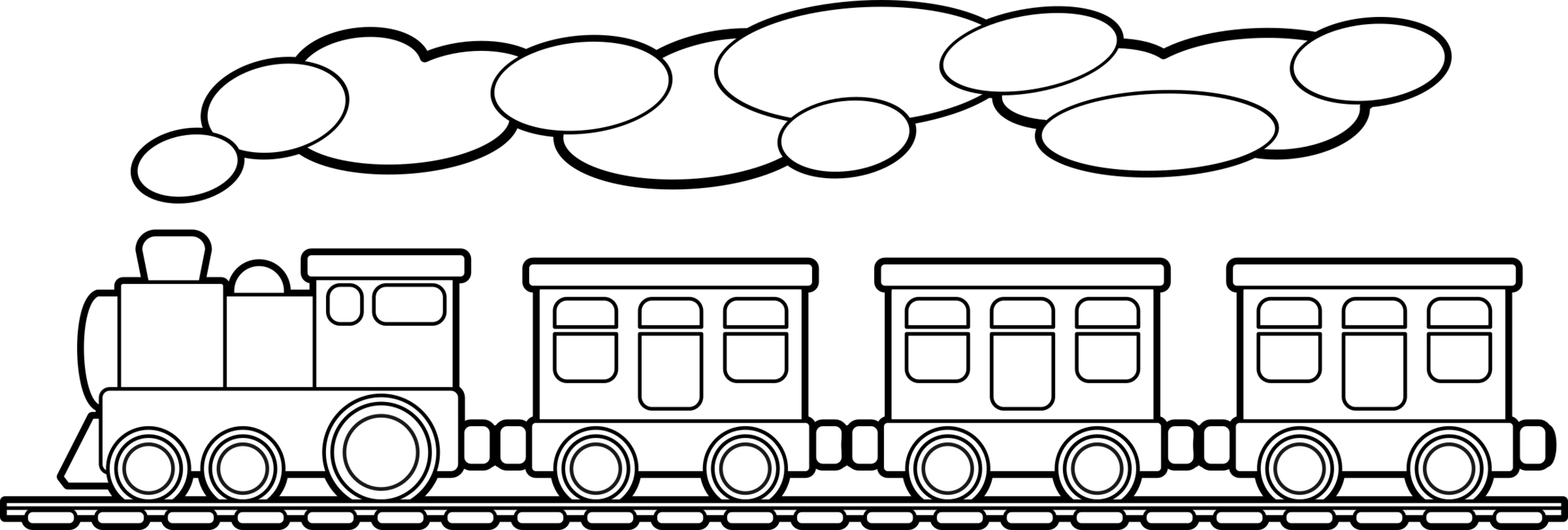 Toy Trains & Train Sets Drawing Solar-powered Calculator - Black And White Toy Train Clipart - Png Download (2217x750), Png Download
