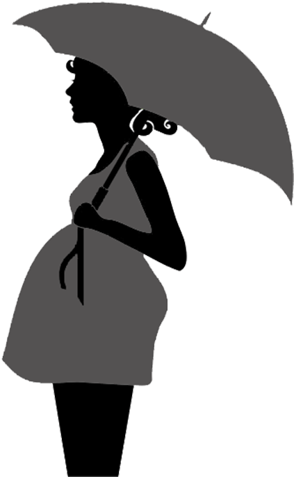 Mummy Clipart Pregnant - Pregnant Silhouette With Umbrella - Png Download (456x709), Png Download
