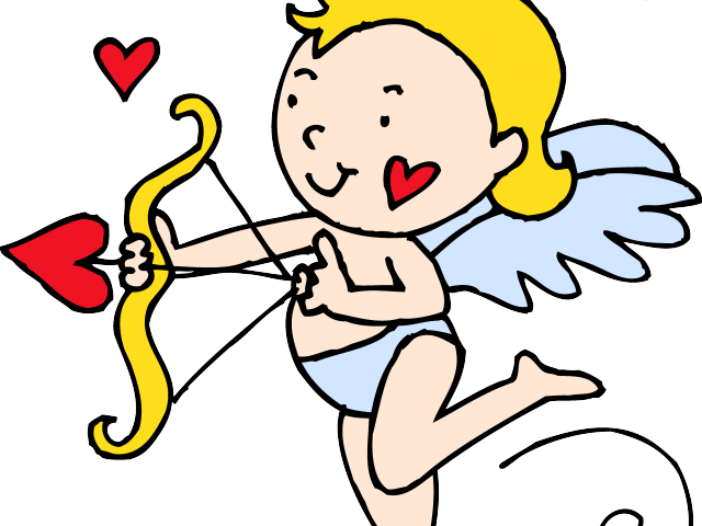 Cupid Clipart Heart Drawing - Valentine Cupid Clipart Black And White - Png Download (640x480), Png Download