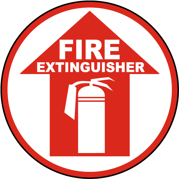 Fire Extinguisher Floor Sign - Fire Extinguisher Arrow Stickers Clipart (600x600), Png Download