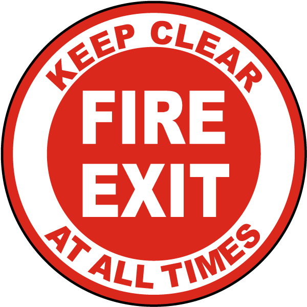 Fire Exit Keep Clear Floor Sign - Emergency Exit Floor Sign Clipart (600x600), Png Download