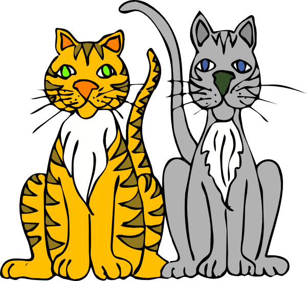 Original Png Clip Art File Two Cartoon Cats Svg Images Transparent Png (600x551), Png Download
