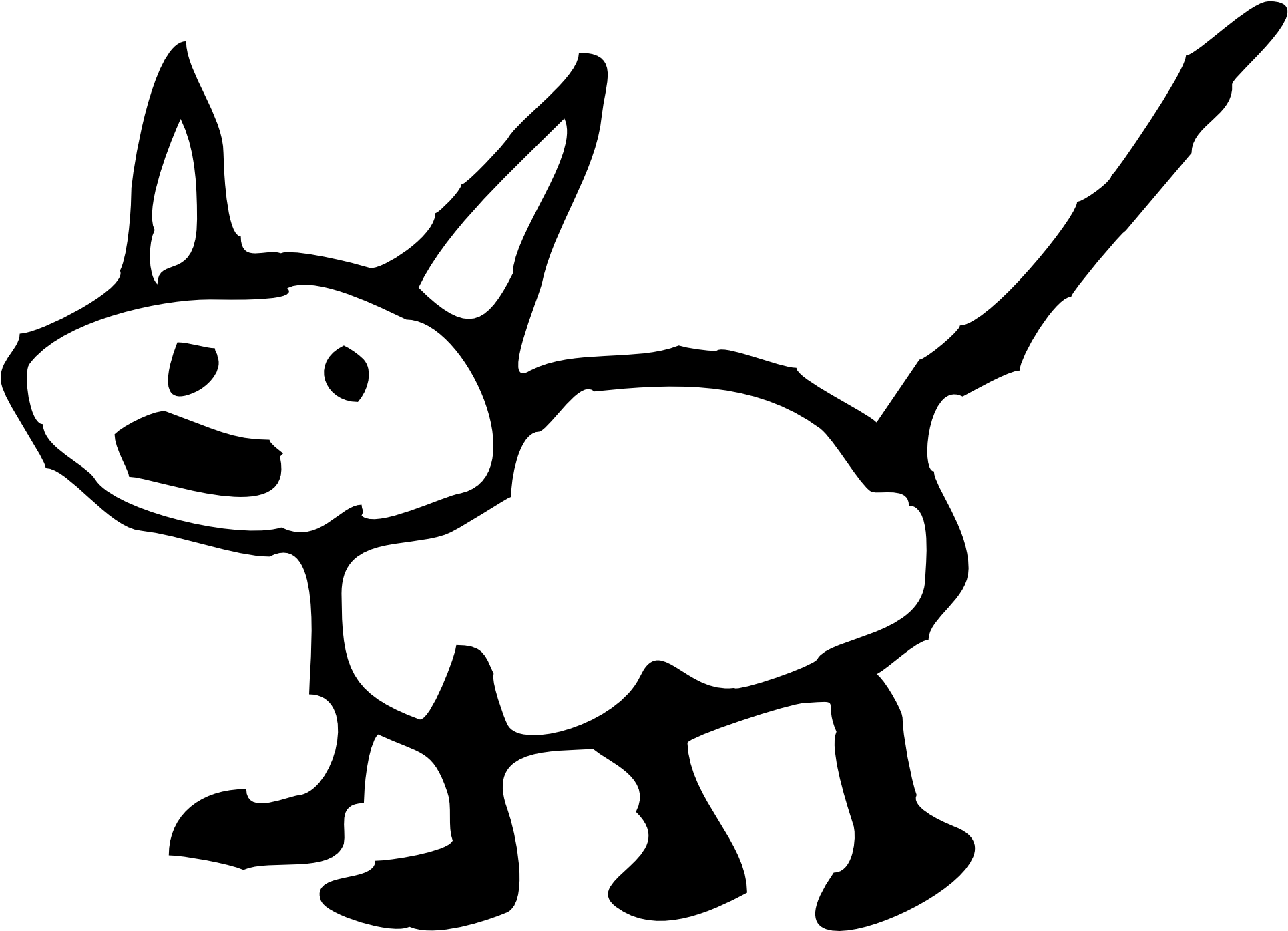 Cat And Dog Png Black And White - Black Cat In Line Drawing Clipart (1979x1427), Png Download