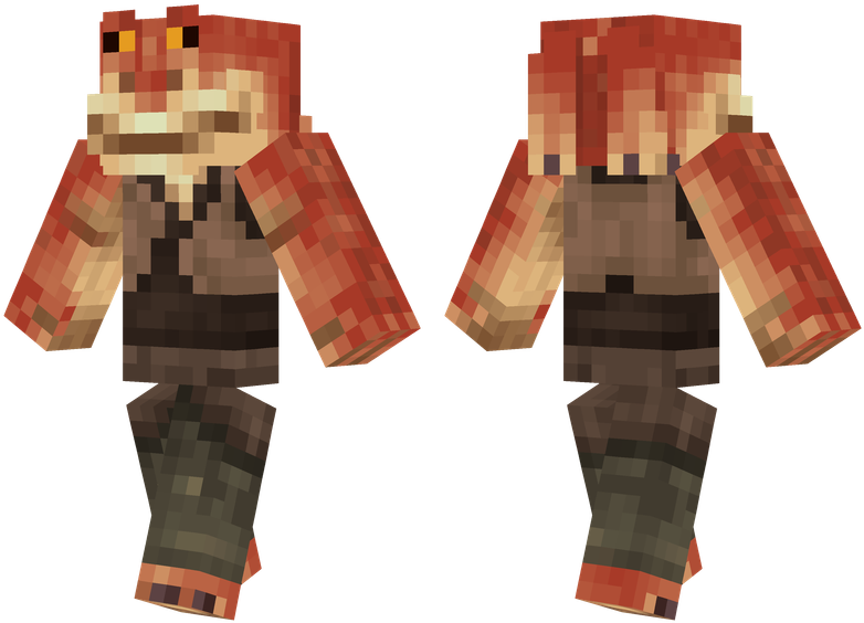 Jar Jar Binks - Green And Black Minecraft Skins Clipart (782x564), Png Download