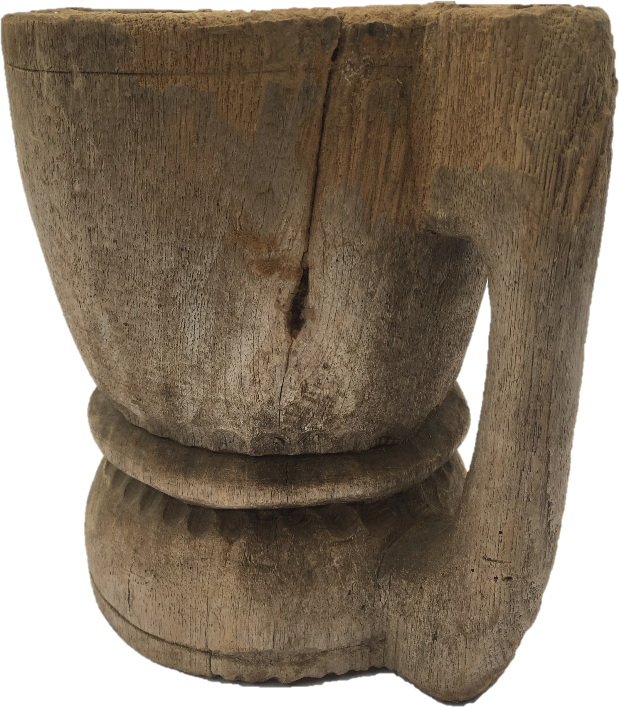 Old Antique Wooden One Piece Hand Carved Jar Wood Tribal Clipart (2108x2407), Png Download